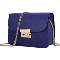  - Bolso de Hombro pequeña de Mujer Bolso de Bandolera de Cuero PU Bolso de Mano Casual Moda Crossbody para niñas Señoras-Azul